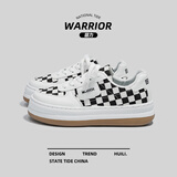 回力小白鞋女百搭棋盘格帆布鞋女厚底女鞋2025年冬季新款休闲鞋轻便鞋 白黑色 35