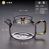 从简 侧把玻璃茶壶小号手工日式加厚耐高温家用可加热养生壶带过滤泡茶壶 玻璃小壶H21柠檬黄