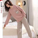 芊之雅（QIANZHIYA）纯棉夹层睡衣女生秋冬季空气棉加厚冬天夹棉居家服加棉套装保暖冬 QHT-22-3143# L 参考100-120斤