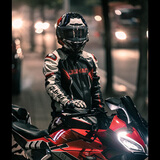 杜汉（DUHAN）D-2168摩托车骑行服男女四季款赛车服越野机车皮衣秋冬红白男款M