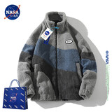 NASALIKE官方摇粒绒外套男秋冬季拼色加厚保暖夹克男女羊羔绒棉服男士上衣 灰色 2XL （建议160-170斤）