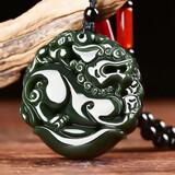 古甄轩和田玉青玉貔貅吊坠元宝貔貅牌子飞天麒麟时来运转玉坠配送证书 和田玉元宝貔貅