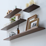 睿帆 墙上置物架实木隔板墙壁置物架一字搁板书架【单个】 长30cm胡桃色