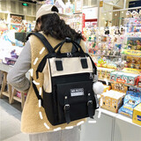 小鱼仙倌初中生书包韩版高颜值高中大学生学院风日系背包小学生女生双肩包 黑色1065