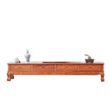 祥瑞嘉缘菠萝格实木电视柜中式小户型客厅地柜古典雕花储物金花梨木电视柜 花梨色 1.4米*宽42*高41