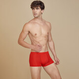 三枪男士内裤薄款舒木尔裤衩子青年中腰透气修身弹力包根简约平角裤 中国红 XL /175(适合体重130-150斤）
