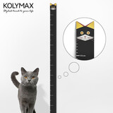 KOLYMAX创意卡通身高尺墙贴亚克力儿童身高测量仪简约儿童房3D动物身高贴 深灰猫咪 195cm*3.5cm中号+透明磁吸辅助尺