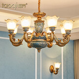 韬齐欧式吊灯客厅灯美式餐厅灯卧室灯别墅酒店大厅豪华复古灯具灯饰 【8头】适用15-22（配遥控） 全光谱单色LED灯泡