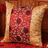 凯比特中式抱枕靠垫靠枕中国风古典客厅红木沙发靠背腰枕扶手枕高档含芯 拼接-石榴花 48cm*48cm靠垫(含芯)