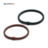 法藤（Phiten）phiten硅胶手环两根装皮革质感电竞运动腕环黑棕混色男女通用17cm 17cm(两根装）