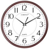 康巴丝（Compas）挂钟 创意客厅钟表挂墙 12.9英寸简约时钟卧室石英钟 C3200橡木