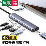 绿联Type-C扩展坞转HDMI拓展坞USB3.0分线器千兆网口转换器适用Macbook IPhone16 雷电4/3笔记本电脑 5合1【4K投屏+USB3.0】