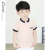 纯一良品（CUNYI）童装男童短袖t恤儿童polo衫中大童宝宝半袖保罗衫男孩夏季上衣 粉色 150 cm