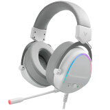 雷柏（Rapoo） VH650 游戏耳机 虚拟7.1声道 头戴式电竞耳机 电脑吃鸡耳麦 幻彩RGB背光 加厚海绵大耳罩 白色