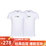 阿玛尼（ARMANI） 男装短袖t恤男士时尚休闲修身薄款微弹短袖T恤两件装 白色 L 150-160斤