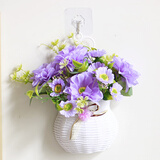 舒厅  欧式壁挂花篮套装客厅植物半圆假花盆墙面盆栽吊兰仿真花卉装饰 大理花吊篮 整高约25CM