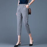 红粉宣言夏季新款女裤百搭宽松休闲裤女小脚显瘦七分裤女 灰色 2XL