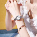 Kimio金米欧女士手表女小表盘防水品牌镶钻学生简约女式新款女款韩版潮流初中生女生气质潮款复古风母贝 母贝银