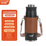 花间道保温杯男父亲节礼物大容量焖茶杯316内胆茶水分离闷泡杯便携茶杯 乌金黑带杯套杯刷 600ml
