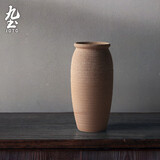 九土手工粗陶花瓶摆件日式禅意花器家居复古花插茶桌上室内插花道器皿 窑变黄款