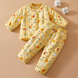 棉谷朵婴幼儿冬季加厚手工纯棉花棉袄棉裤套装儿童居家外出保暖棉衣棉服 黄色蘑菇 90码（适合1-2岁）