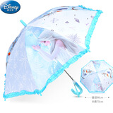 迪士尼儿童雨伞女童手动长直伞爱莎直柄伞小学生幼儿园上学专用宝宝雨具 冰雪蓝色 20305-Q4款 8骨