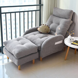 积木部落 懒人沙发实木阳台靠背椅子卧室休闲椅单人沙发客厅折叠躺椅 灰色沙发+脚踏+带头枕