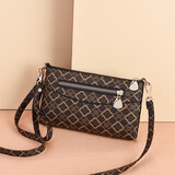 锋上中年女包妈妈包新款百搭多隔层多口袋单肩斜挎小包买菜包老人背包 简约零钱女包【咖啡印花】