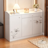 万客达实木色鞋柜家用门口新中式2024新款玄关柜楼道鞋柜入户柜储物柜子 【三门一抽】暖白色90*30*100