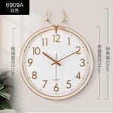 康巴丝（Compas）客厅挂钟石英钟表现代创意摇摆壁挂时钟艺术装饰电子表 白金雅白简约款34厘米 1cm