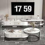 春色田园 轻奢岩板电视柜茶几组合现代简约小户型茶几家用客厅地柜电视机 【柜几组合】黑架白抽+亮光香奈 70+100【加厚岩板防刮防油】