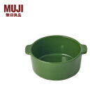 无印良品（MUJI） 炻瓷 双耳烤碗 微波炉烤箱用烤盘餐具 空气炸锅用 绿色  11.5cm