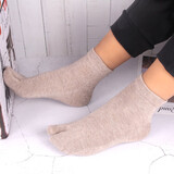 新帅【5双装】日本二趾袜子男士木屐袜吸汗透气运动中筒分趾袜男二指头脚趾棉袜 咖色5双