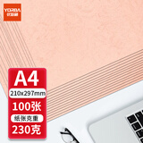 优必利a4装订封面纸凹凸皮纹纸云彩纸虎皮纹打印纸彩色手工卡纸胶装标书文件合同凭证论文封皮纸 【浅粉色】A4/230g加厚100张 230g 7070