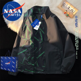 NASA MARVEL夹克男秋冬季外套潮流百搭立领双面穿宽松春款情侣装 黑色 L