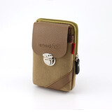 帝行（DIXING）男士腰包穿皮带多功能包户外运动迷你挂包手机包帆布老人眼镜包 022-卡其色(竖款两层)