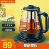 苏泊尔养生壶1.5L多功能煮茶器烧水壶开水壶保温煮茶壶玻璃电茶壶花茶壶煮水果茶养生汤家用电热水壶 配304滤网SW-15YT01