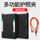 spigenuniversal Passport Holder保护套 多功能护照保护卡包皮夹套钱包高端出国旅行旅游收纳盒手机sim 护照夹黑色+挂绳橙色 防盗刷护照夹