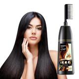 CKF一梳出彩色染发膏植物不刺激染发剂遮白发染发梳男女染梳护焗彩油 自然黑【植物调理型】