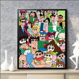 数字油画diy海贼王路飞火影动漫人物卧室填色手工绘油彩装饰画 C065蜡笔小新 40*50彩色实木加厚画板+颜料笔