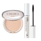 BOB光感恒采粉饼遮瑕定妆粉防水不易脱妆干粉定妆面部 01粉肌色+明星睫毛膏