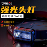 沃尔森（WARSUN）小恶魔头灯强光超亮感应夜钓钓鱼超长续航户外充电LED露营工作 大师黑/三光源/无肩灯组件