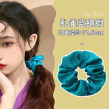 清晨的星星低丸子头发绳女生绑头发头绳大肠发圈扎头发高弹力耐用橡皮筋新款 孔雀蓝绸缎