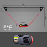 美狮龙羽毛球网架+网便携式家用室内户外简易移动网架标准比赛折叠网柱 3m 黑红色（升级款）
