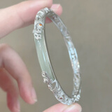 海上罗孚925银手镯女士花丝和田玉银镯子复古国潮情人节生日礼物送女生 花丝和田玉银手镯57-58MM+证书