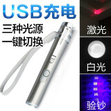 雷佰 红外线激光笔迷你USB充电逗狗猫棒售楼指示射笔二合一照明白光灯 红激光+白光【USB充电版】