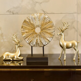 冰石美欧式摆件鹿现代高档家居装饰客厅玄关电视柜酒柜轻奢工艺品摆件 经典福鹿三件套（香槟银）