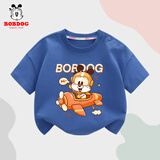 巴布豆宝宝短袖儿童t恤婴儿衣服夏季新款纯棉亲肤男童薄款透气吸汗半袖 牛仔蓝 飞行员巴布 90