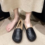 断码清仓毛毛鞋女冬季新款外穿软底软面加绒保暖豆豆鞋一脚蹬棉鞋 黑色 38 (240mm) 脚宽脚胖需要拍大一码