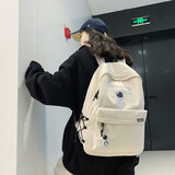 双星书包男初中高中韩版学院风双肩包潮牌背包耐磨防泼水尼龙布休闲包 白色【带太空人挂件】